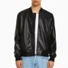 mens-rib-collar-black-faux-leather-bomber-jacket