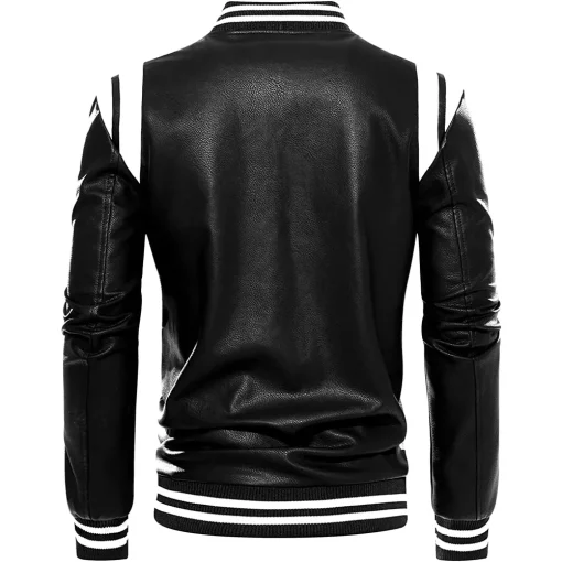 mens-stand-collar-black-and-white-faux-leather-bomber-jacket