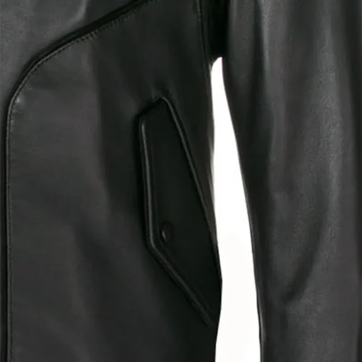 mens-zipped-up-black-faux-leather-bomber-jacket
