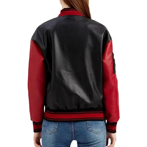 womens-black-and-red-faux-leather-bomber-jacket