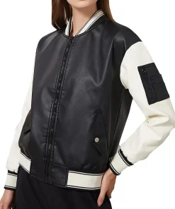 womens-black-and-white-faux-leather-bomber-jacket