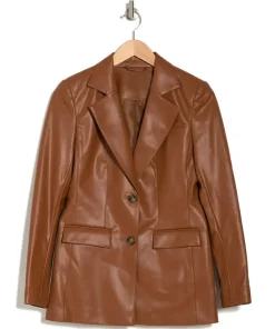 womens-brown-faux-leather-blazer