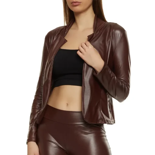 womens-brown-faux-leather-open-jacket
