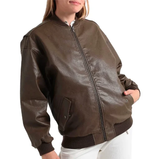 womens-brown-faux-leather-oversized-bomber-jacket