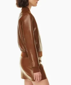 womens-brown-faux-leather-racer-bomber-jacket