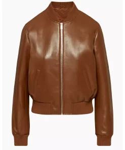 womens-brown-faux-leather-racer-bomber-jacket