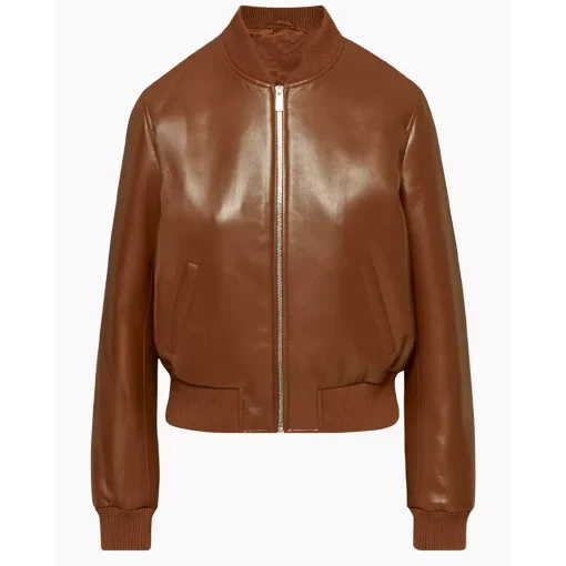 womens-brown-faux-leather-racer-bomber-jacket