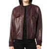 womens-burgundy-faux-leather-bomber-jacket