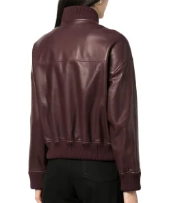 womens-burgundy-faux-leather-bomber-jacket