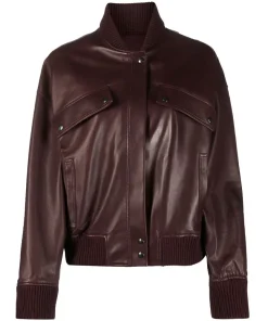 womens-burgundy-faux-leather-bomber-jacket