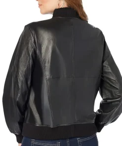 womens-classic-black-faux-leather-bomber-jacket