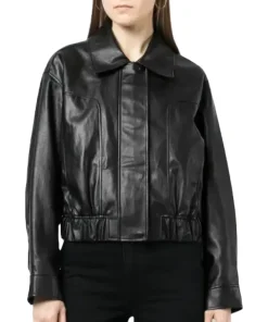 womens-classic-collar-black-faux-leather-bomber-jacket