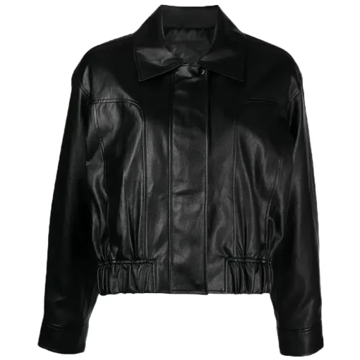 womens-classic-collar-black-faux-leather-bomber-jacket