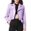 Women’s Cropped Purple Faux Leather Jacket