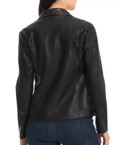 womens-draped-black-faux-leather-jacket