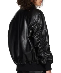 womens-grained-black-faux-leather-bomber-jacket