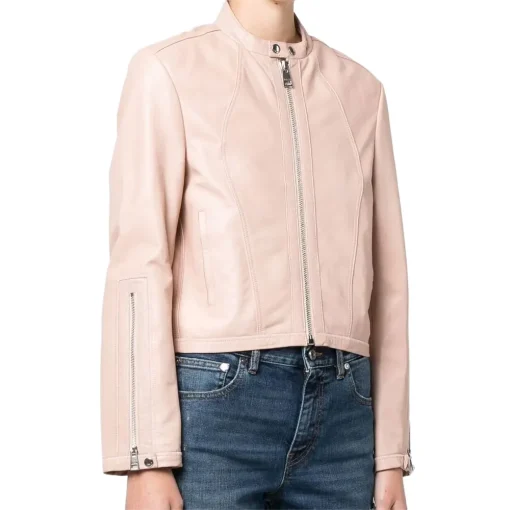 womens-light-pink-fitted-faux-leather-jacket
