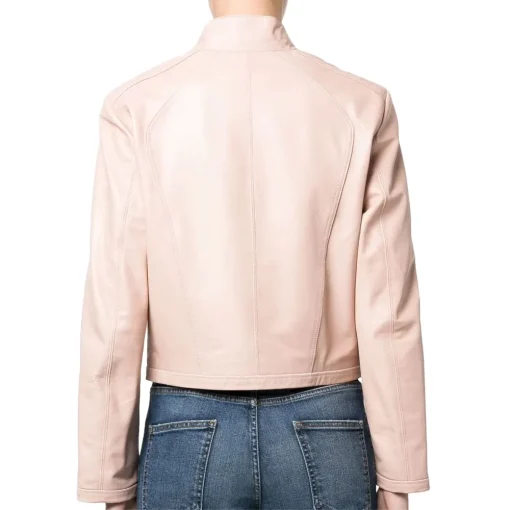 womens-light-pink-fitted-faux-leather-jacket