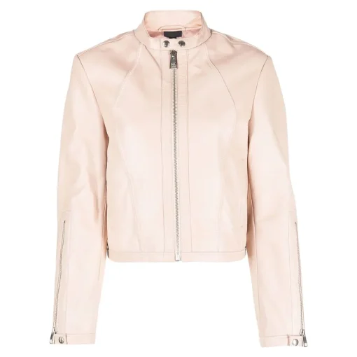 womens-light-pink-fitted-faux-leather-jacket