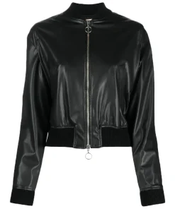 womens-long-sleeve-black-faux-leather-bomber-jacket