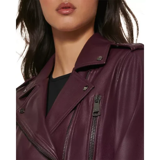 womens-maroon-faux-leather-moto-jacket