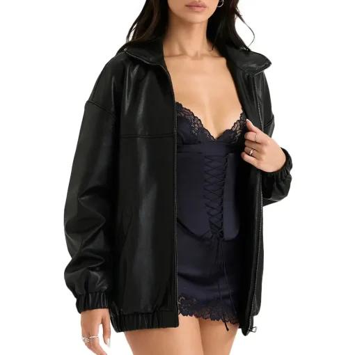 womens-oversize-black-faux-leather-bomber-jacket