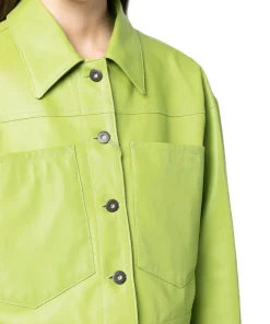 womens-spread-collar-green-faux-leather-jacket