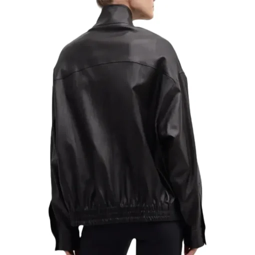 womens-stand-collar-black-faux-leather-track-jacket