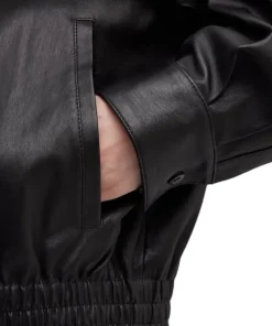 womens-stand-collar-black-faux-leather-track-jacket