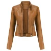 womens-stand-collar-camel-faux-leather-short-jacket