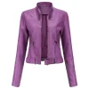 womens-stand-collar-purple-faux-leather-short-jacket