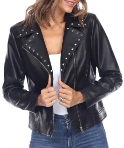 womens-studded-collar-black-faux-leather-jacket