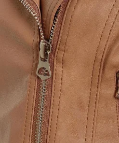womens-tan-brown-faux-leather-biker-jacket