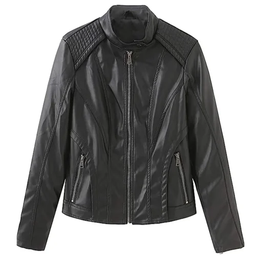 womens-zip-up-black-faux-leather-moto-biker-jacket