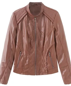 womens-zip-up-brown-faux-leather-biker-jacket