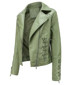 womens-zip-up-green-faux-leather-slim-fit-jacket