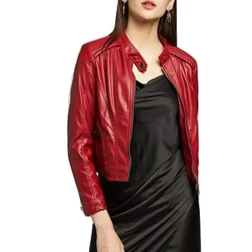 womens-zip-up-red-faux-leather-biker-jacket