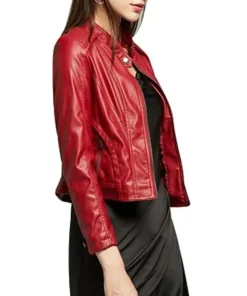 womens-zip-up-red-faux-leather-biker-jacket