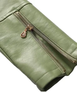 womens-zipper-green-faux-leather-biker-jacket