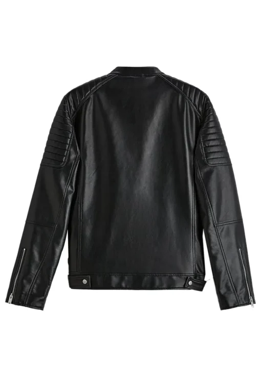 mens-band-collar-black-faux-leather-biker-jacket