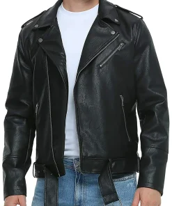 mens-belted-black-faux-leather-biker-jacket
