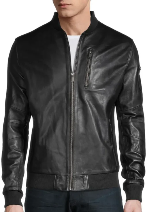 mens-biker-slim-fit-black-faux-leather-bomber-jacket