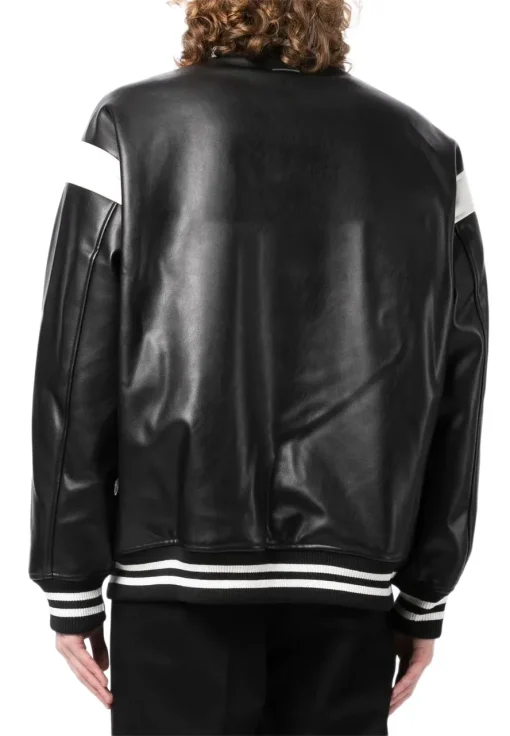 mens-black-and-white-faux-leather-bomber-jacket