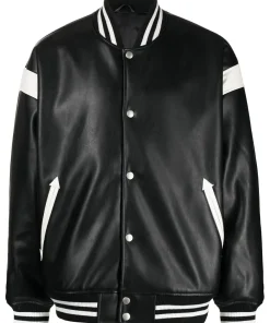 mens-black-and-white-faux-leather-bomber-jacket