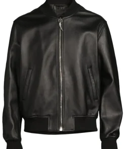 mens-black-bomber-faux-leather-slim-fit-jacket