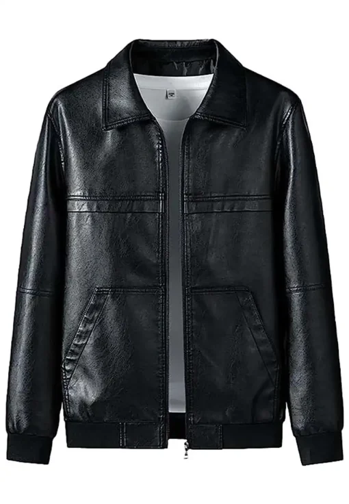 mens-black-faux-leather-bomber-biker-jacket