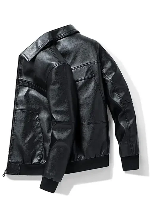 mens-black-faux-leather-bomber-biker-jacket