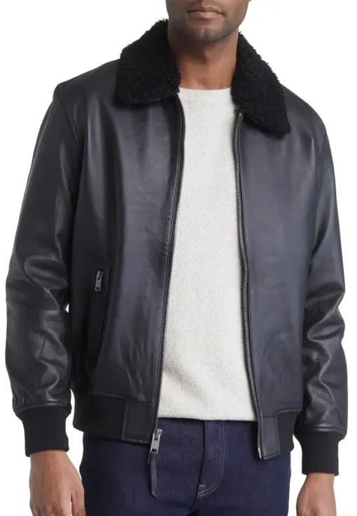 mens-black-faux-leather-bomber-jacket-with-shearling-collar