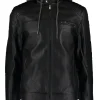mens-black-faux-leather-hooded-jacket