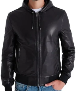 mens-black-faux-leather-motorcycle-bomber-jacket-with-hood